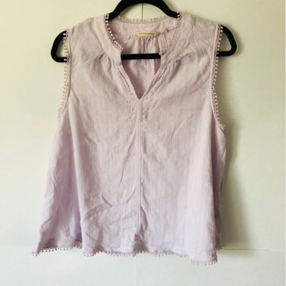 Soft Surroundings Light Pink Embroidered Tank Top